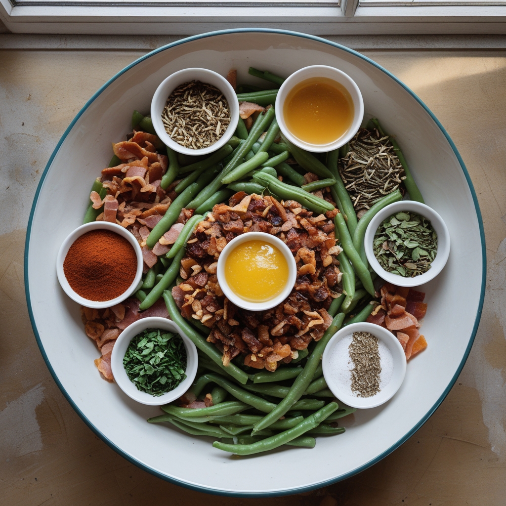 Ingredients for Bacon Loaded Green Bean Casserole - Easy Homemade Comfort Side Dish