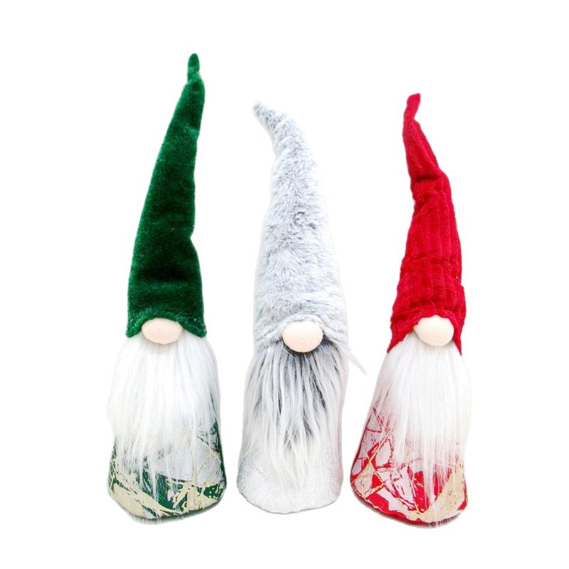 Christmas gnome figure with long legs, sitting