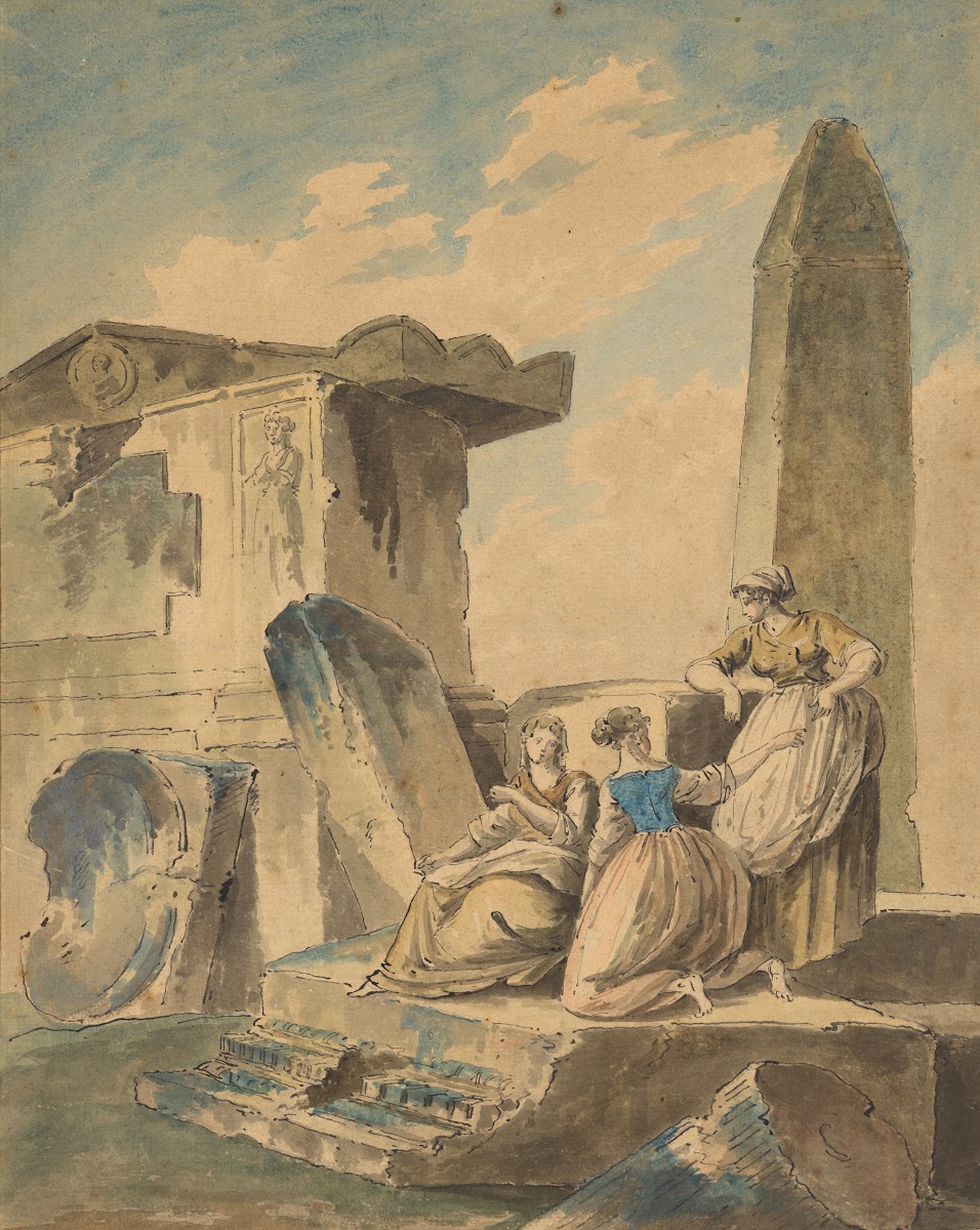 Three Young Girls by Ruins ca 1790