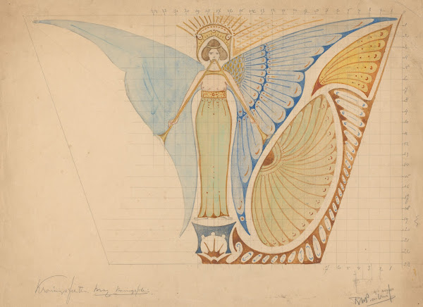 Gevleugelde vrouw met blaasinstrument 1884   1952