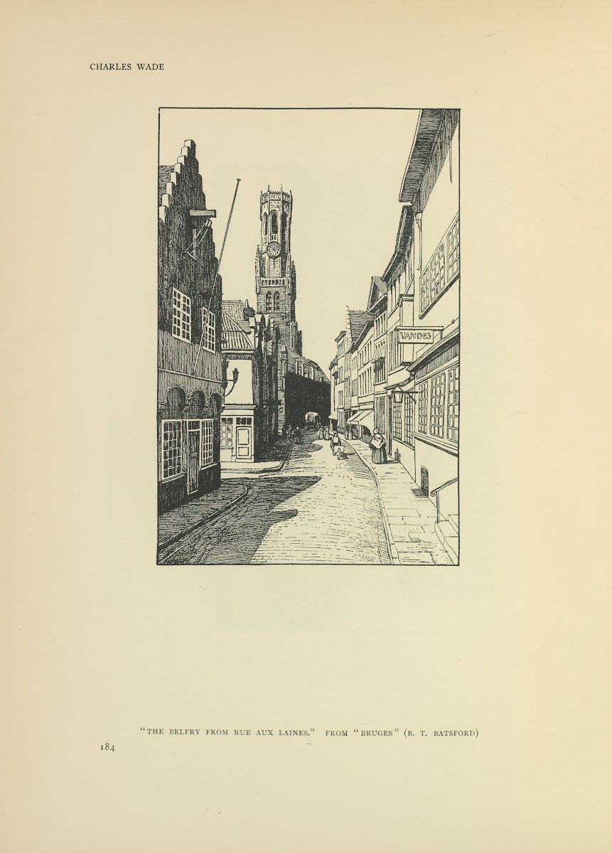 The Belfry from Rue Aux Laines  Bruges 1914