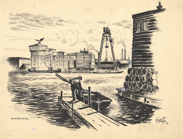 Gezicht op de zeepfabriek De Adelaar te Wormerveer 1951