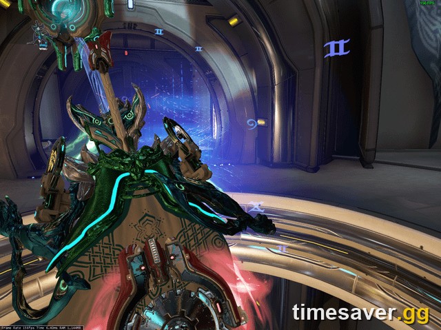 A Warframe on a trading relay — Maroo's Bazaar on Mars is the public trading hub for clanless Tenno