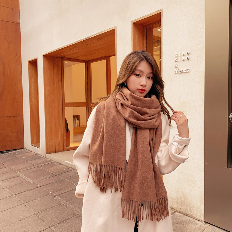 Warm wool scarf, solid color