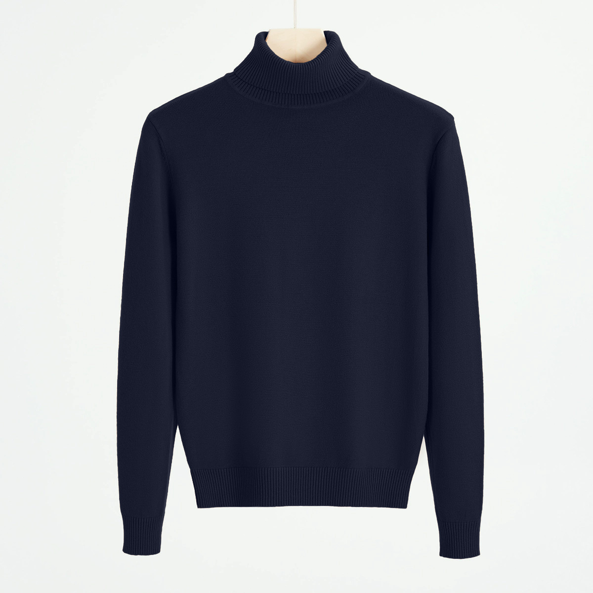 Men's knitted sweater with roll neck, warm