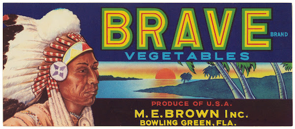 Brave Brand Vegetables Label 1930 1950