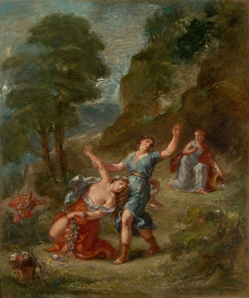 The Spring  Eurydice bitten by a serpent while picking flowers Eurydices death 1