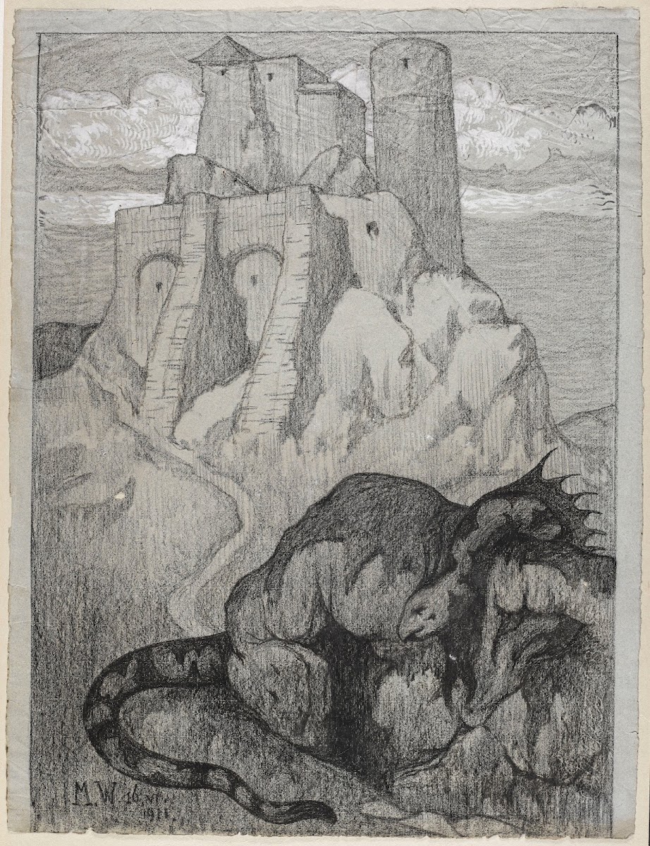 Castle guarded by a dragon 1911