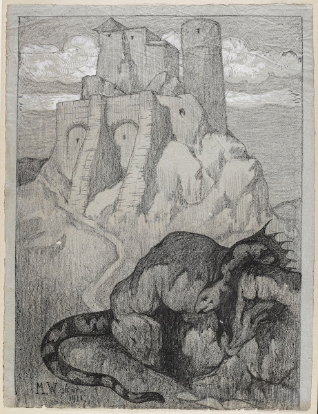 Castle guarded by a dragon 1911