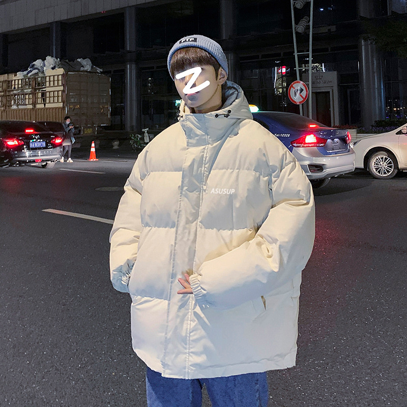 Padded men's hooded jacket in oversized style
