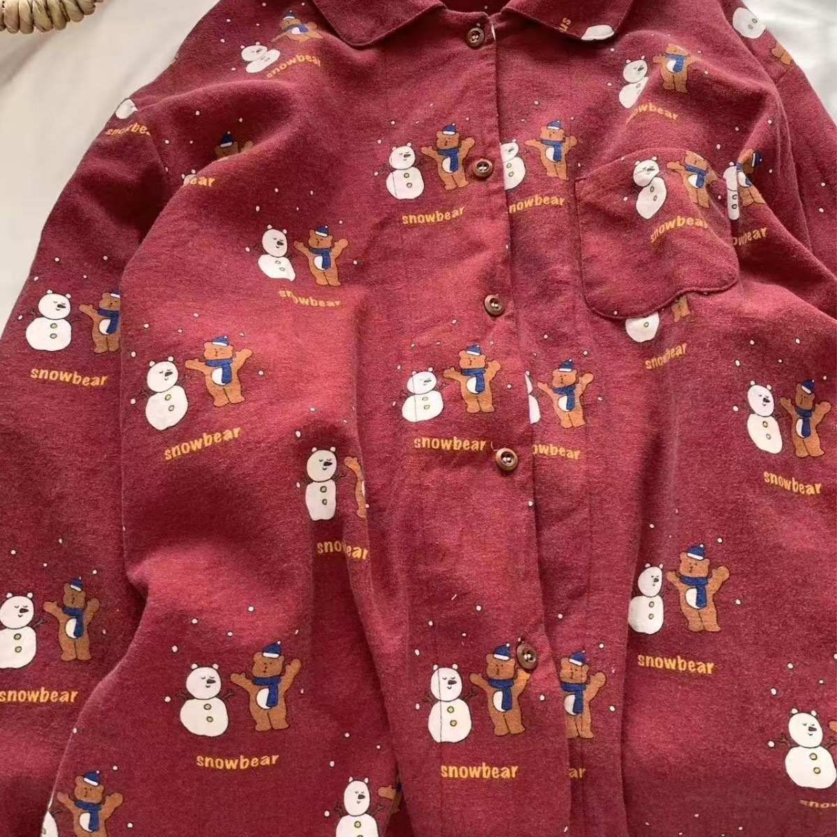Women's pajama set, flannel look, long sleeve, Christmas pattern