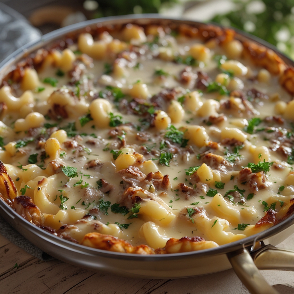 High-Protein Creamy Philly Cheesesteak Mac & Cheese - Easy Comfort Food for Weeknights
