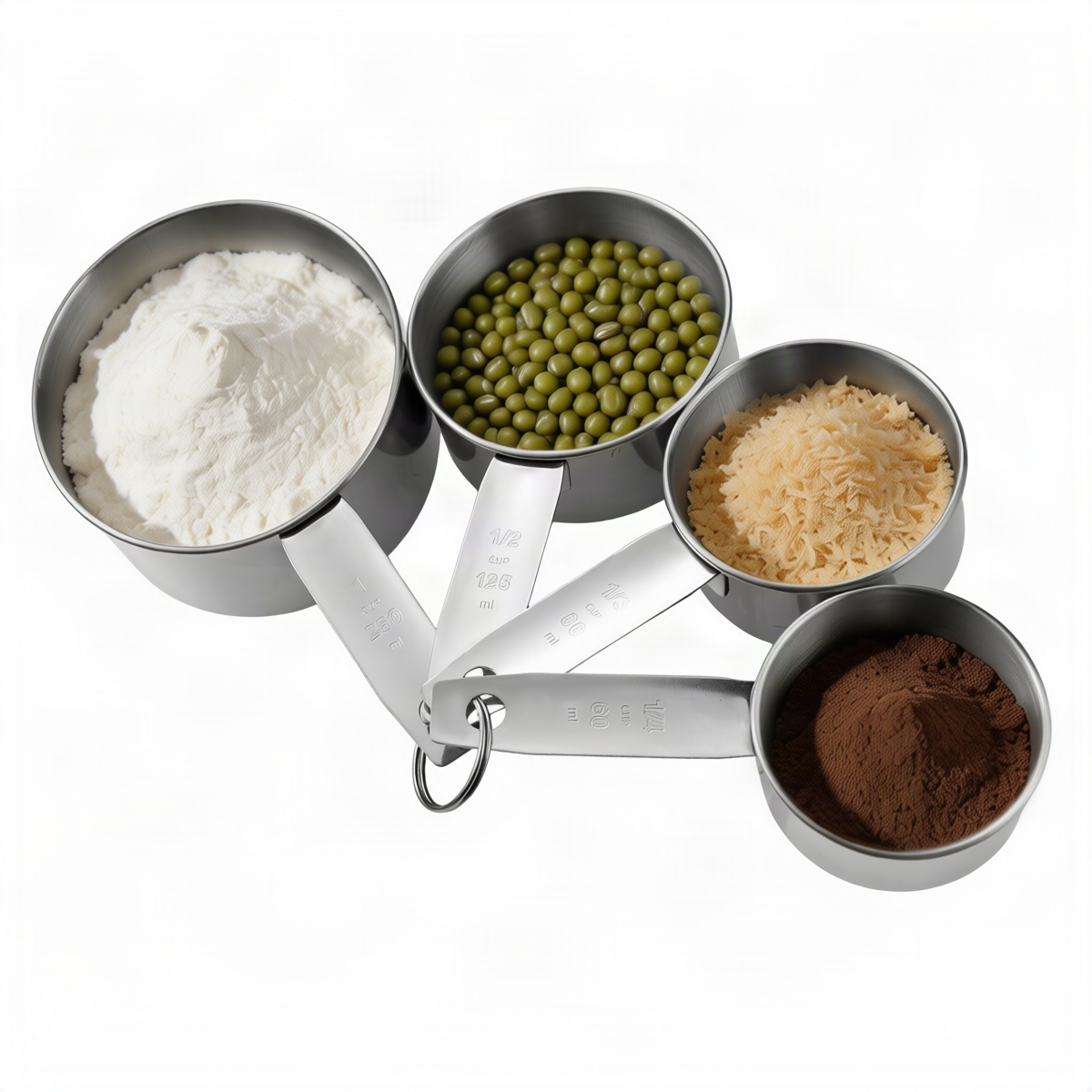 Edelstahl-Messlöffel und Messbecher-Set, 6-teilig