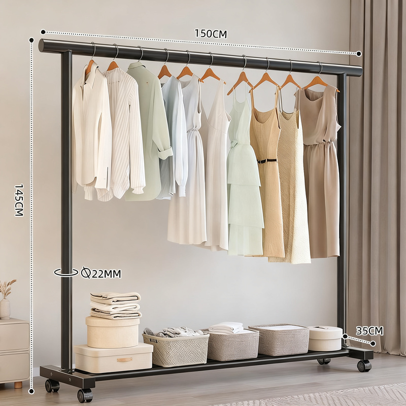 Carbon steel clothing rack, mobile