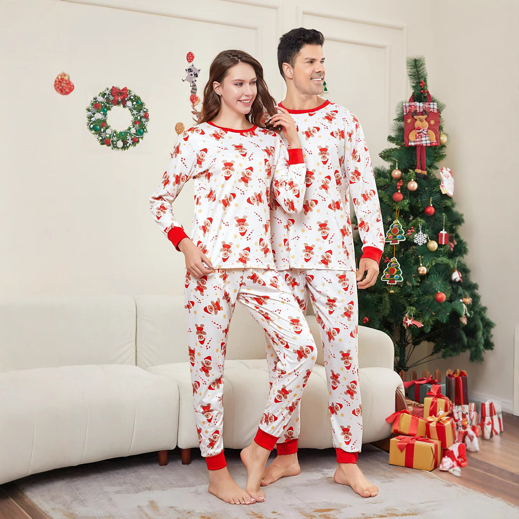 Christmas pajama set for the family with gingerbread man print