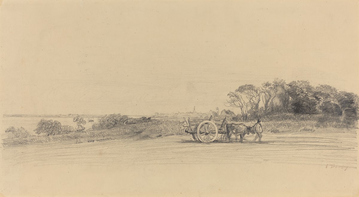LIle aux Moines with Figure and Cart c 1858