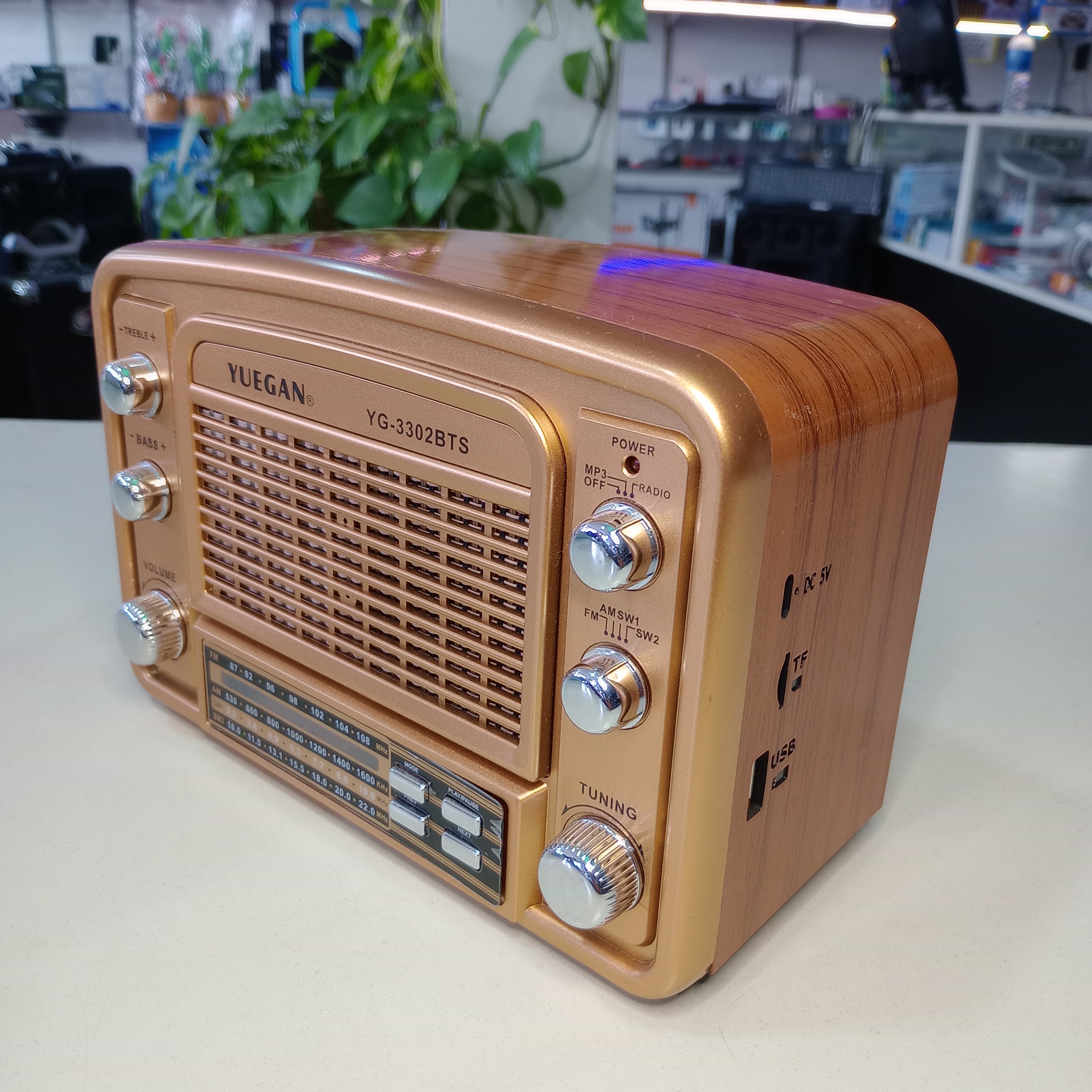 Radio C/Parlante Yuegan YG3302 Vintage,AM-FM,BT,USB,Solar 2