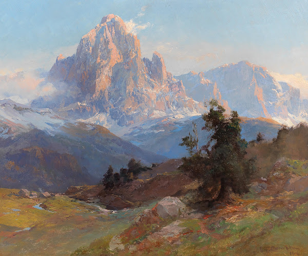 A view of Mount Sassolungo 1914