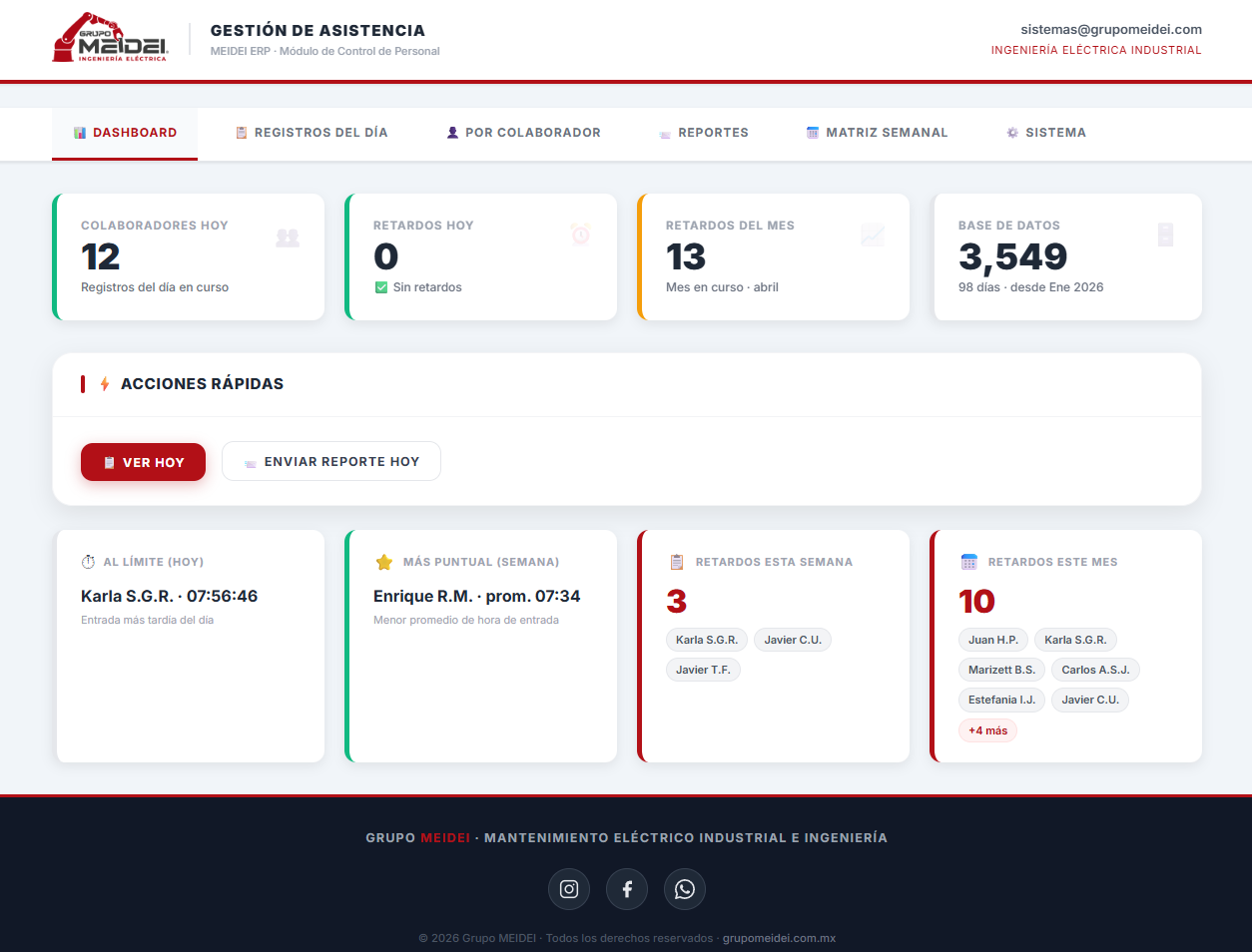 Captura de pantalla del proyecto: Control de Asistencia