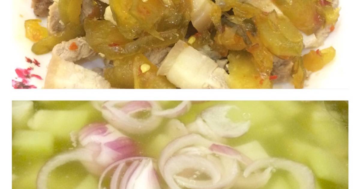 Thịt luộc trộn mắm dưa gang và canh su su