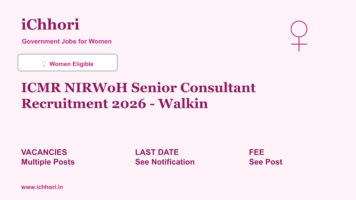 ICMR NIRWoH Senior Consultant Recruitment 2026 - Walkin - iChhori