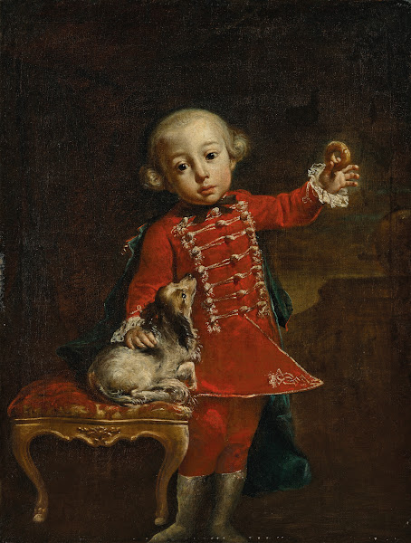 Portrait of a boy with a dog