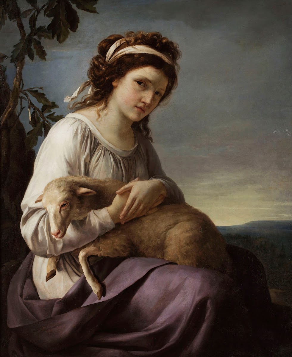 Portrait Of A Young Woman Holding A Lamb 1788