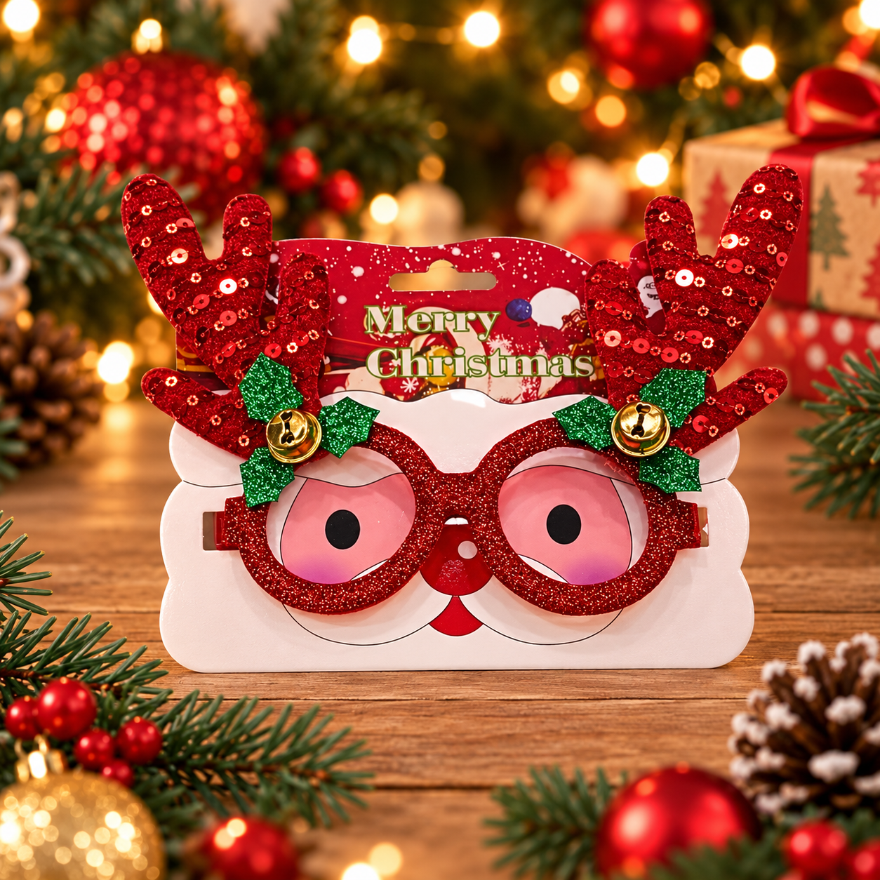 Anteojos de cotillón de reno Merry Christmas