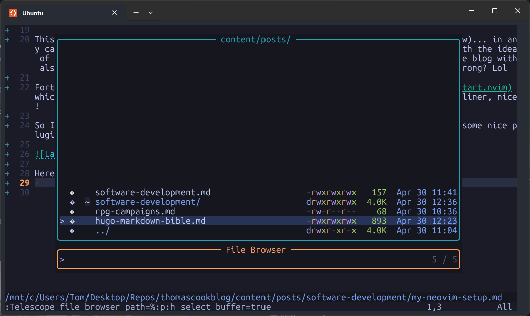 Nvim File Browser