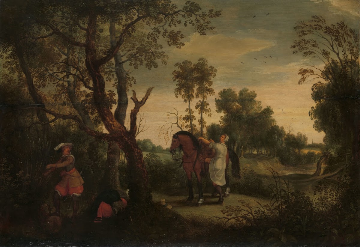 A Woman Mounts her Robbers Horse Known as De Gestrafte Rover c 1635