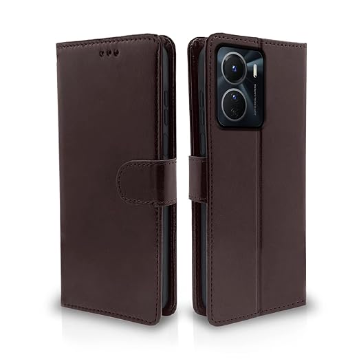 For Vivo Y16 Flip Case Leather Finish | Inside TPU with Card Pockets | Wallet Stand and Shock Proof | Magnetic Closing | Complete Protection Flip Cover
