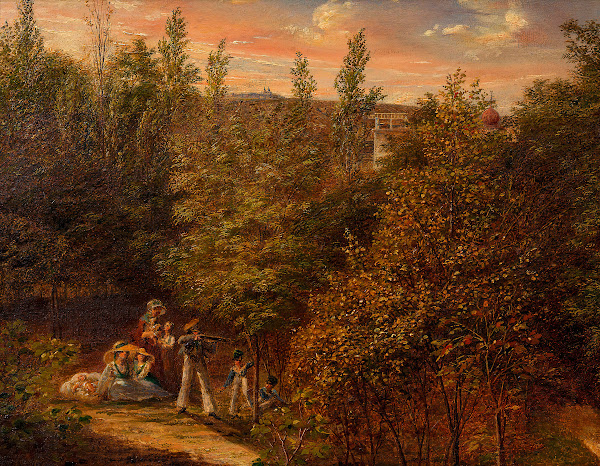Baumlandschaft mit Familie und Kindern ca 1820