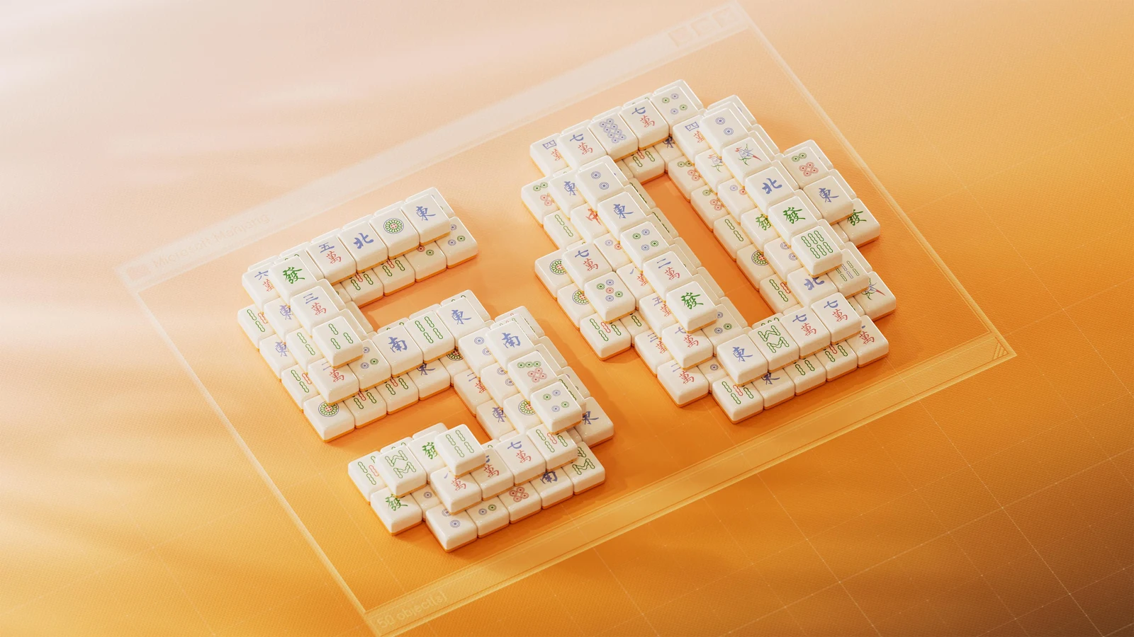 Microsoft Mahjong Number Fifty - Digital Graphic Design 4K Wallpaper (3840x2160)