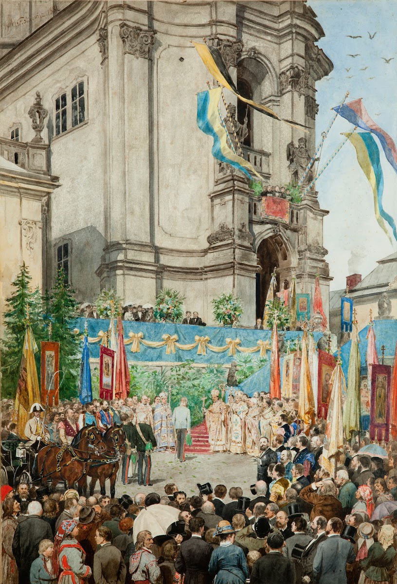 The Emperor Welcomed in Front of te Cathedral of Saint George in Lviv 1881