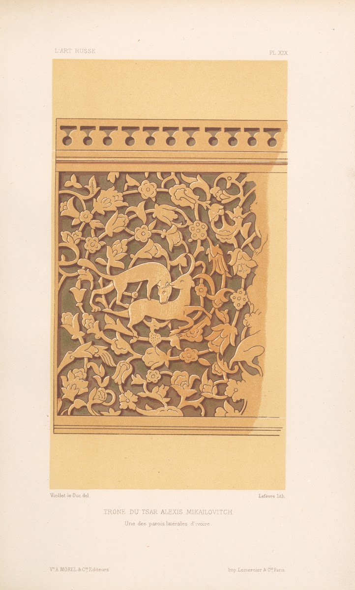 Trône du tsar Alexis Mikaïlovitch  Une des parois latérales divoire 1877
