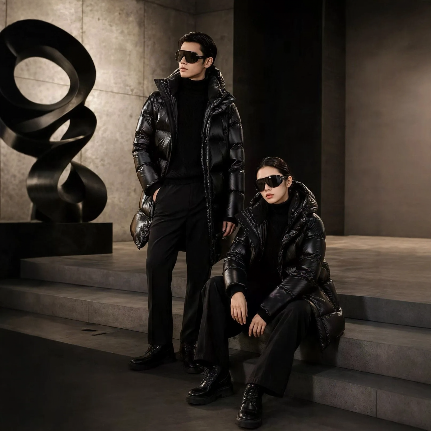 Mid-length down jacket for women, filled with white duck down