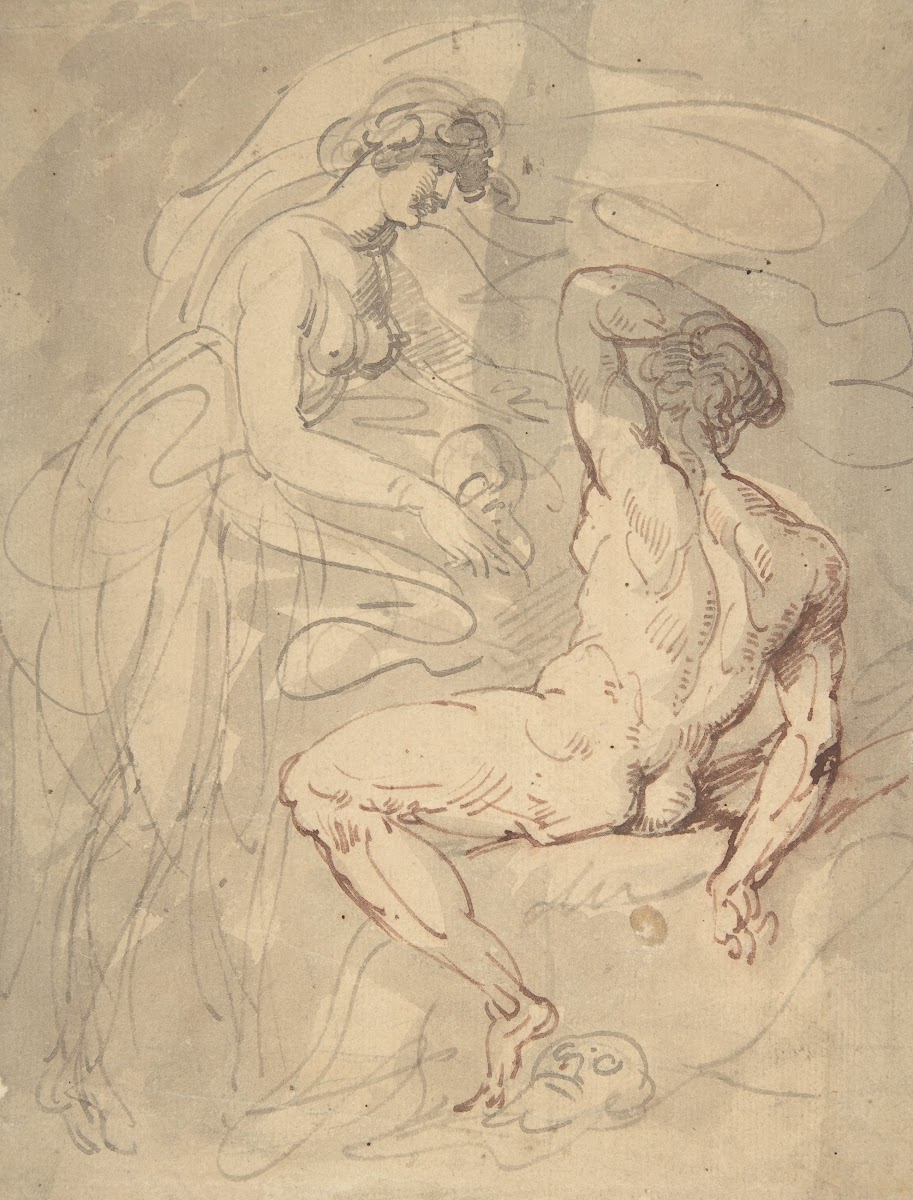 Woman Talking to a Seated Male Nude 17751827