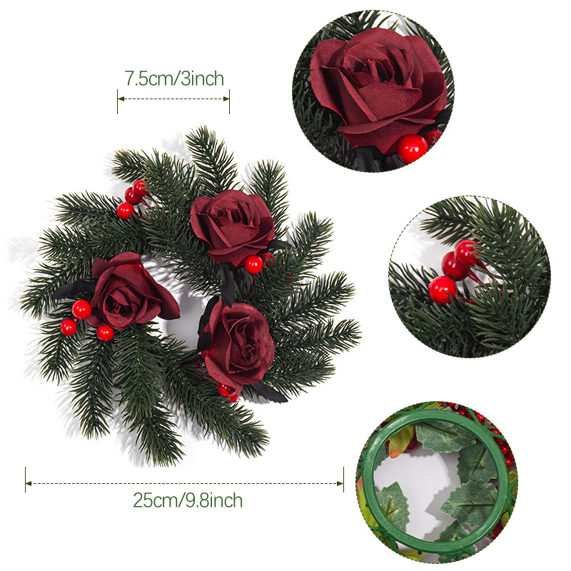 Christmas Candle Wreath with Berry Decor