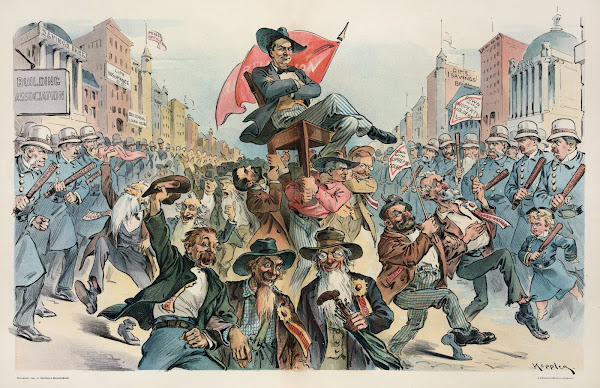 A noisy mob  but the sound money police are closing in on them 1896