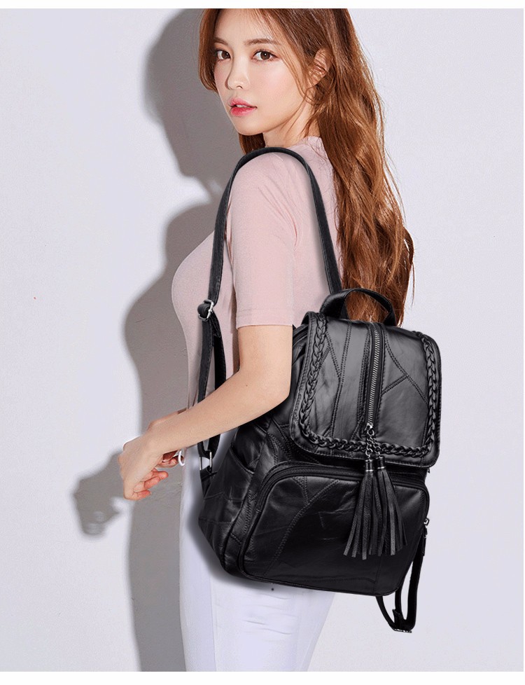 Women's PU leather backpack, 20–35 L, model 2066