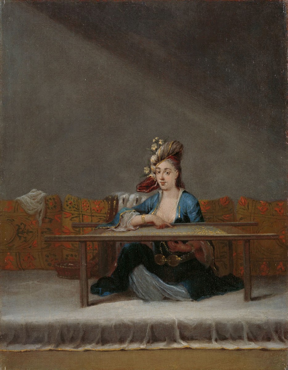 Turkish Woman at her Embroidery Frame c 1720   c 1737