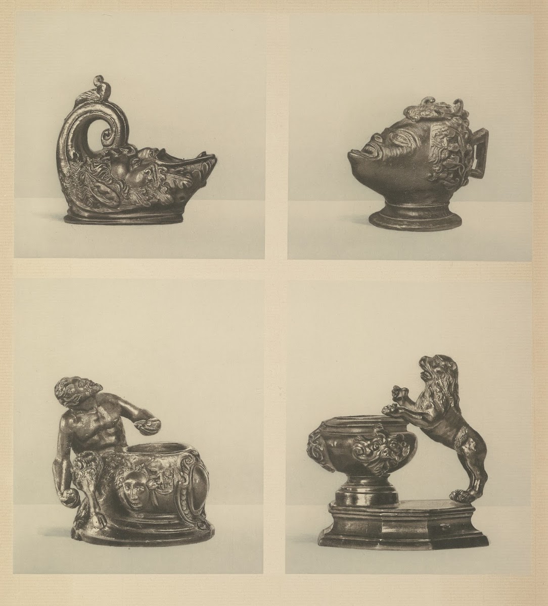 Lamp Formed As A Satyrs Head Lamp Formed As The Head Of A Negro Inkstand With Sa