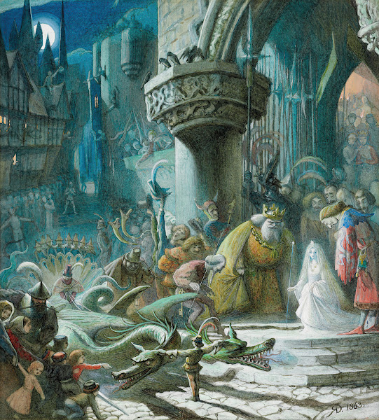 Scene from The Sleeping Beauty the Good Fairy leaving the christening of the Pri