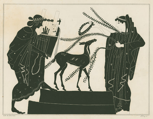 Apollo playing the cithara with Artemis and hind 1844 1861