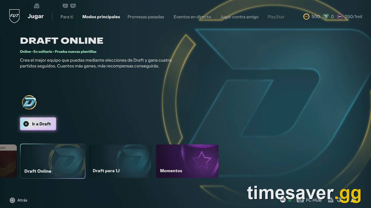 The Ultimate Team play menu in EA SPORTS FC 27 with Online Draft highlighted, the screen where a 15,000 coin Draft entry is spent