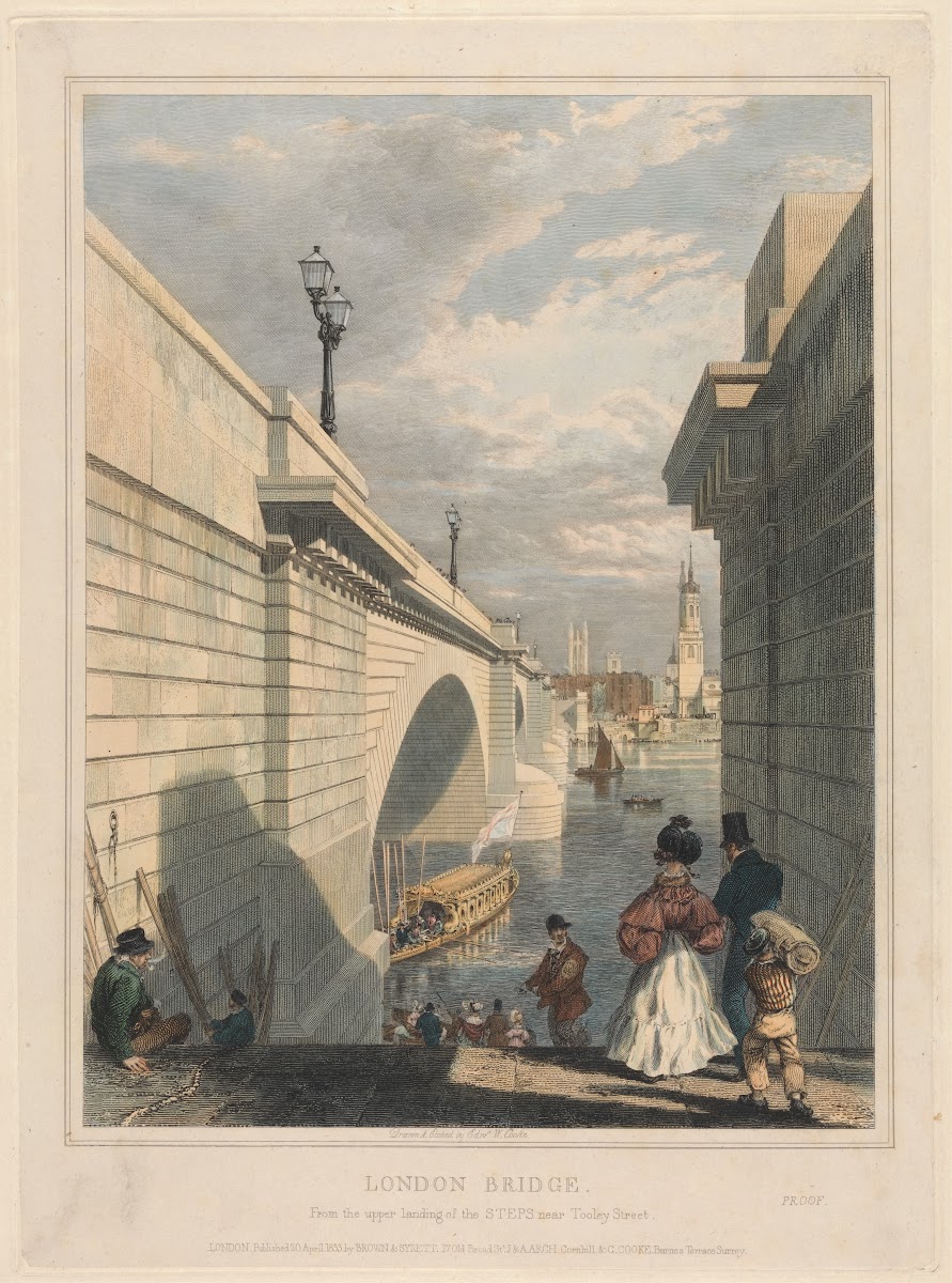 London Bridge from the Upper Landing of the Steps near Tooley Street 1833