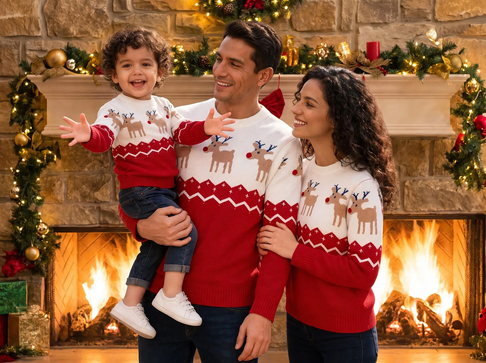 Unisex knitted sweater with festive Jacquard pattern