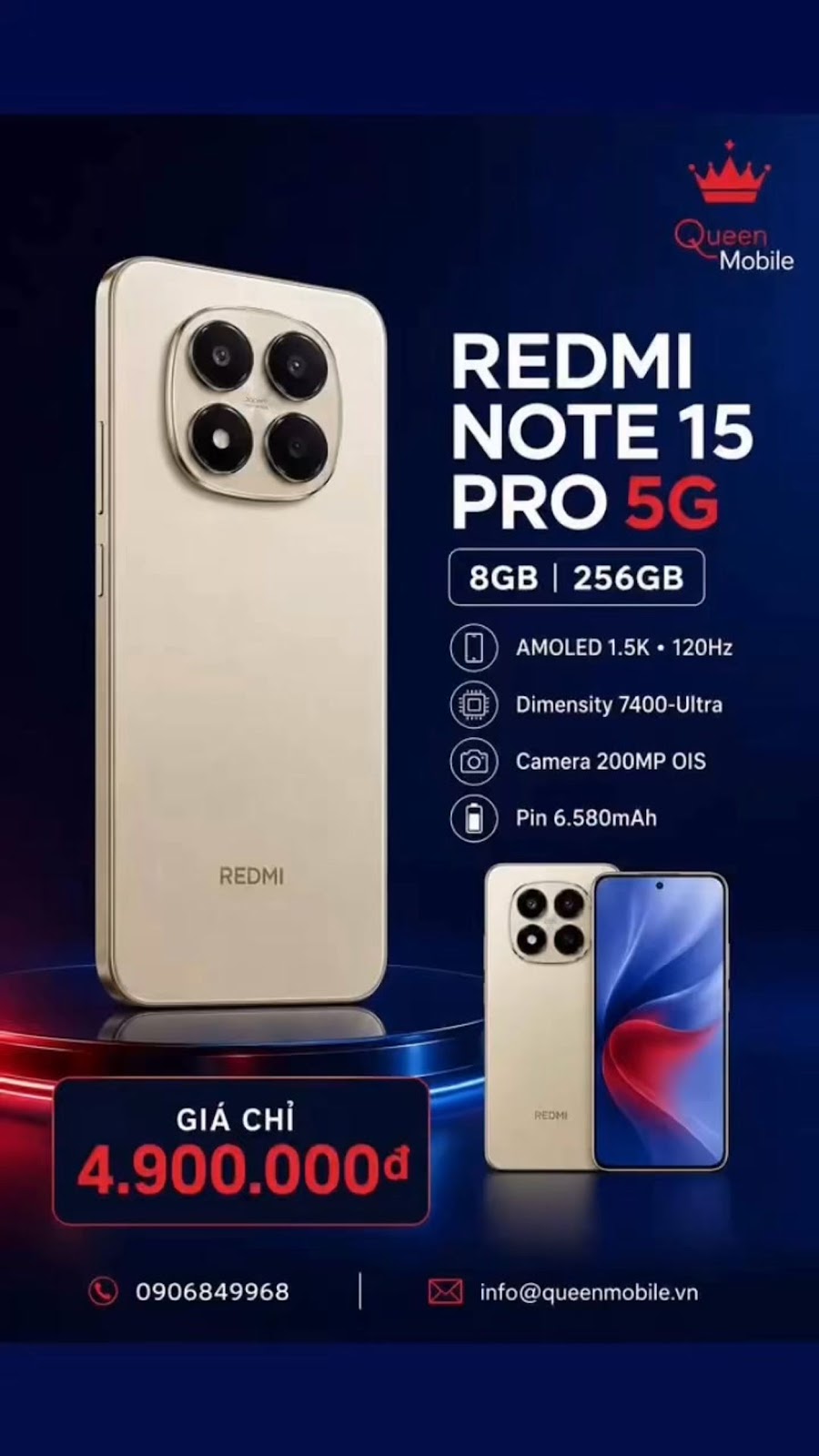 – GIÁ CHỈ 4.900.000 VND  #RedmiNote15Pro #QueenMobile #ĐiệnThoạiGiáTốt

 ...