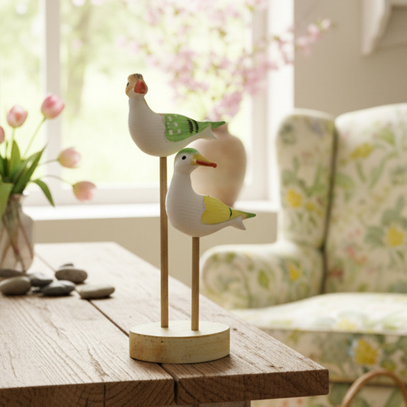 Wood Bird Decorative Figure, Table Decoration in New Chinese Style