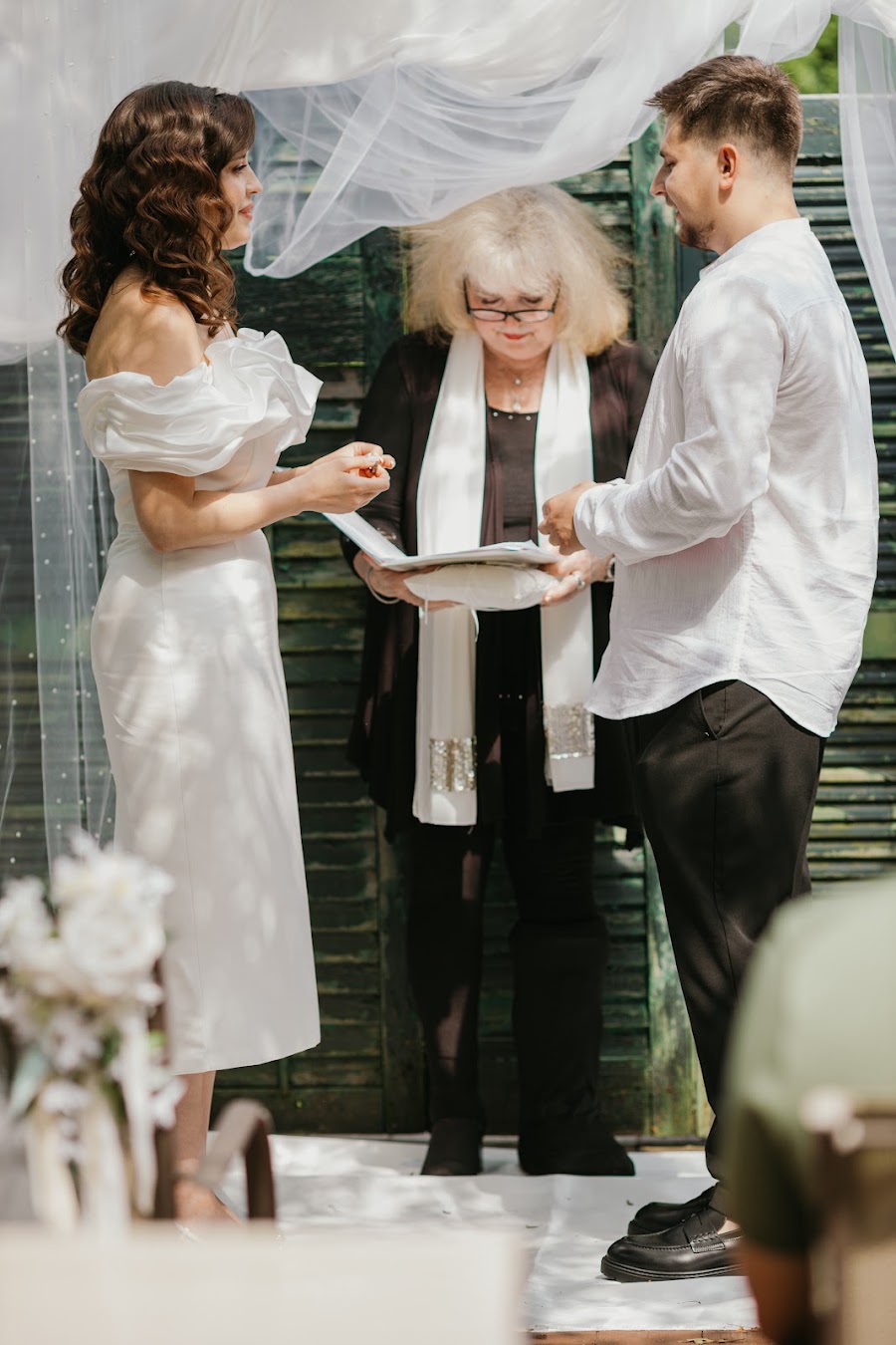 Reception moment in soft natural light